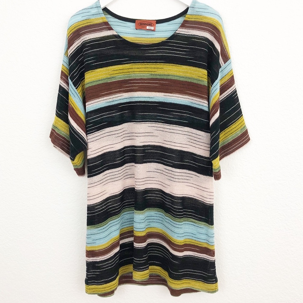 Vintage Missoni size L stripe tunic short sleeve blouse top